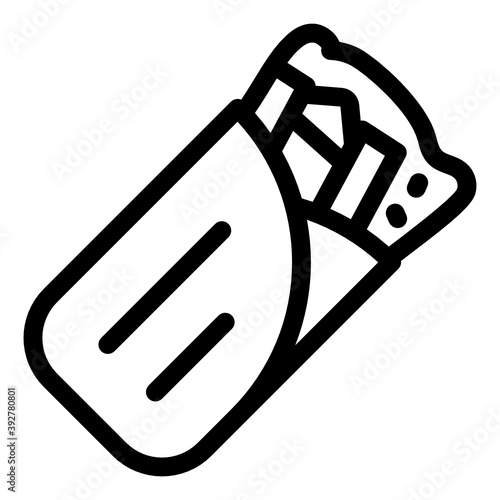 
Filling in a pita bread roll showing shawarma in solid icon
