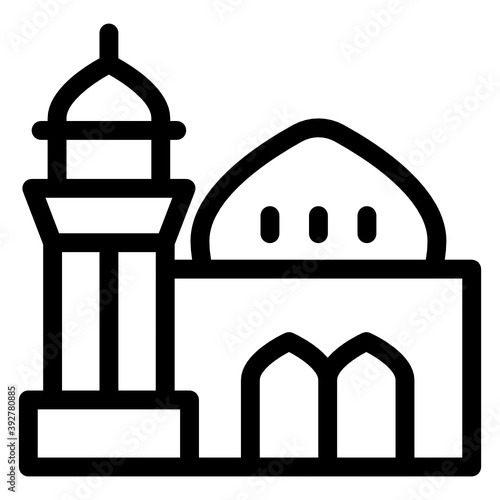  Place of worship for Muslims, mosque building in modern editable solid style 