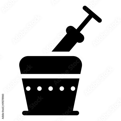 
Mixing bowl, vintage mortar pestle filled icon 
