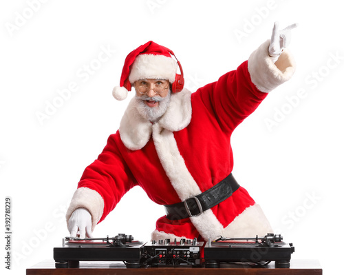 Cool Santa DJ playing music...