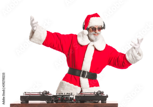Cool Santa DJ playing music...