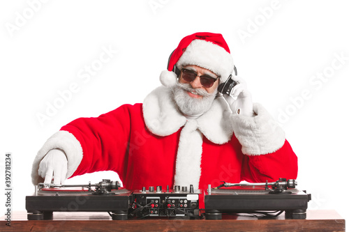 Cool Santa DJ playing music...