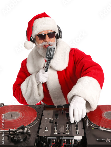 Cool Santa DJ playing music...