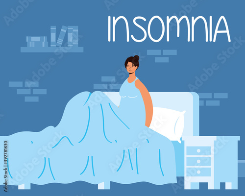 woman suffering from insomnia character