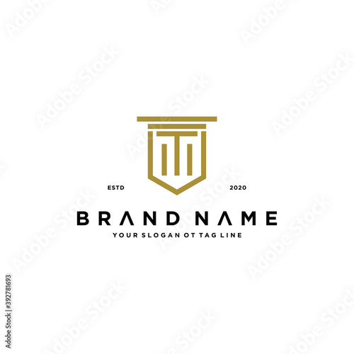 letter T shield law logo design concept vector