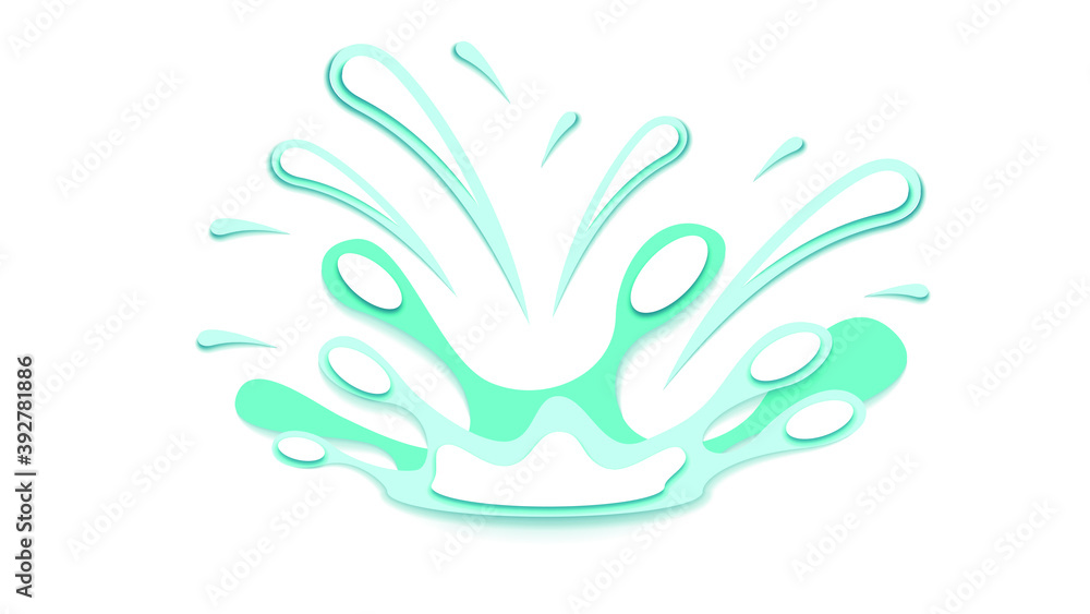 Obraz premium Abstract Paper Cut Ilustration Water Splash Drops Color Blue Background Vector Design Style