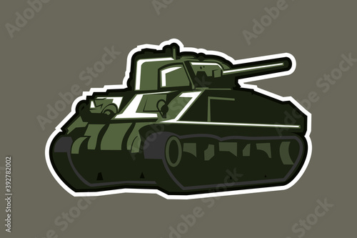 WWII American medium tank vector illustration