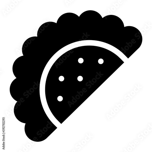 
Russian stuffed vegetable tortilla, solid icon of taco  
