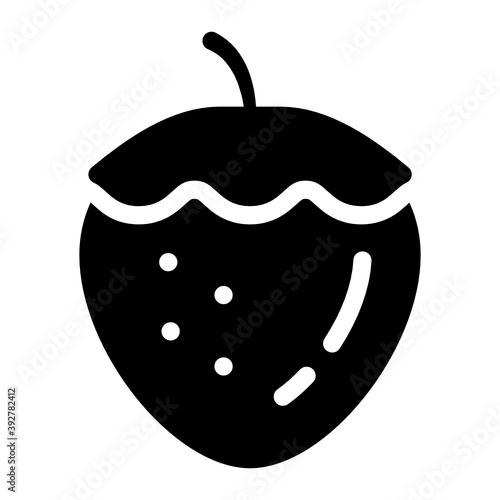 
Solid icon of strawberry, healthy diet 
