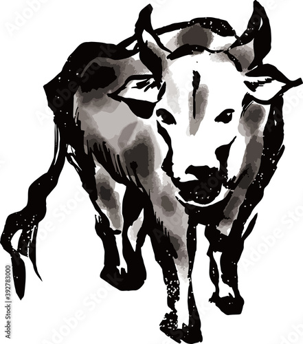 水墨画の牛のイラスト 21年丑年年賀状 Stock Vector Adobe Stock 水墨画の牛のイラスト 21年丑年年賀状 Stock Vector Adobe Stock