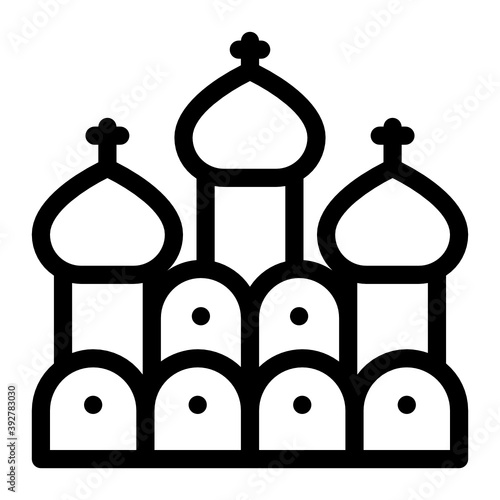 
Russian historic saint building, basil cathedral icon in solid design 
