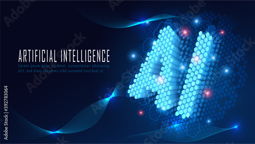 Ai hexagon text on circuit board in futuristic concept suitable for future technology artwork , Responsive web banner