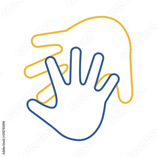 down syndrome hands print line style icon