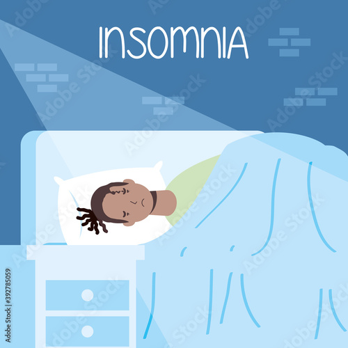 afro rasta man suffering from insomnia character