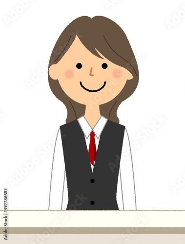 制服姿の女性 受付