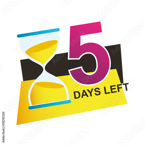 five days left sale countdown badge with sandglass