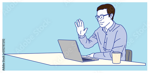 リモートで仕事をする男性