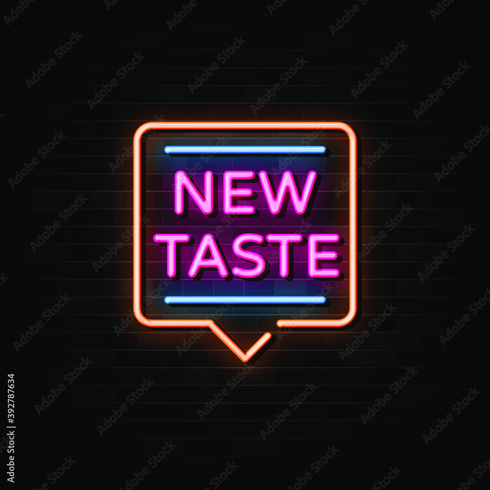 New taste neon signs vector. Design template neon style New taste neon signs vector. Design template neon style