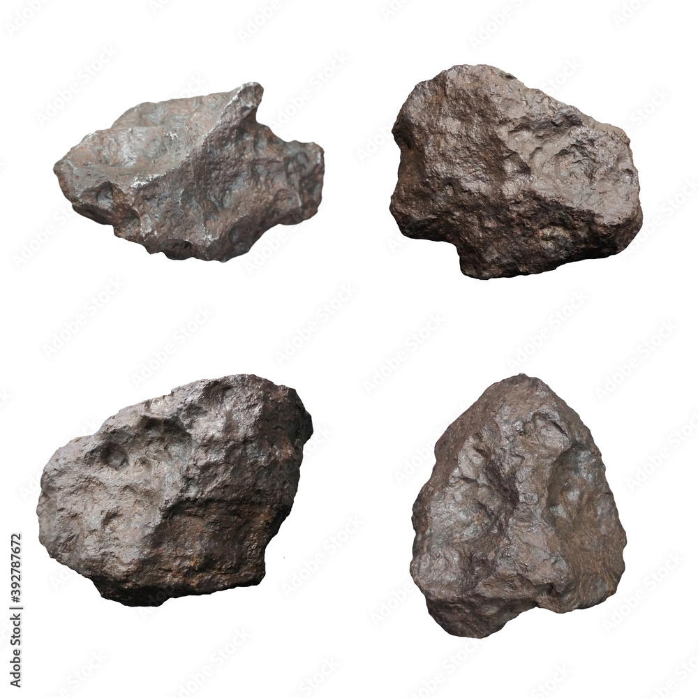 Set of Campo del Cielo IAB Iron Meteorites isolated on white background. Set of Campo del Cielo IAB Iron Meteorites isolated on white background.