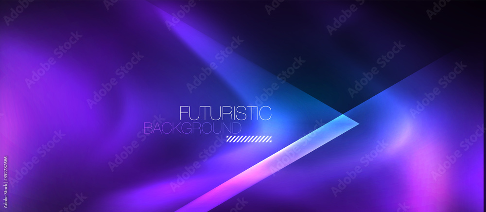Neon geometric abstract background. Triangles with color glowing light effects in the dark. Vector illustration for covers, banners, flyers and posters and other Neon geometric abstract background. Triangles with color glowing light effects in the dark. Vector illustration for covers, banners, flyers and posters and other