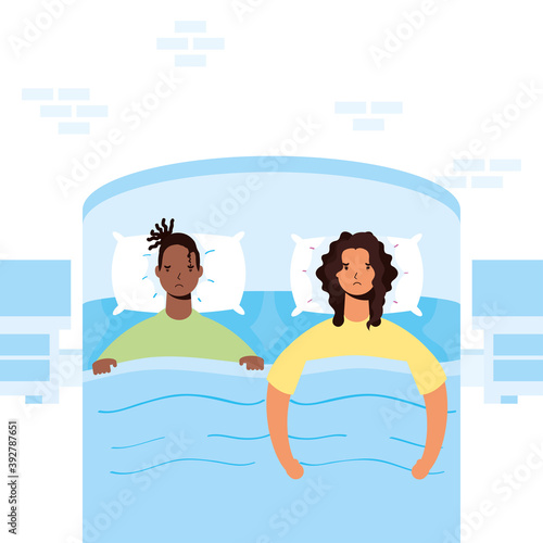 interracial couple suffering from insomnia characters