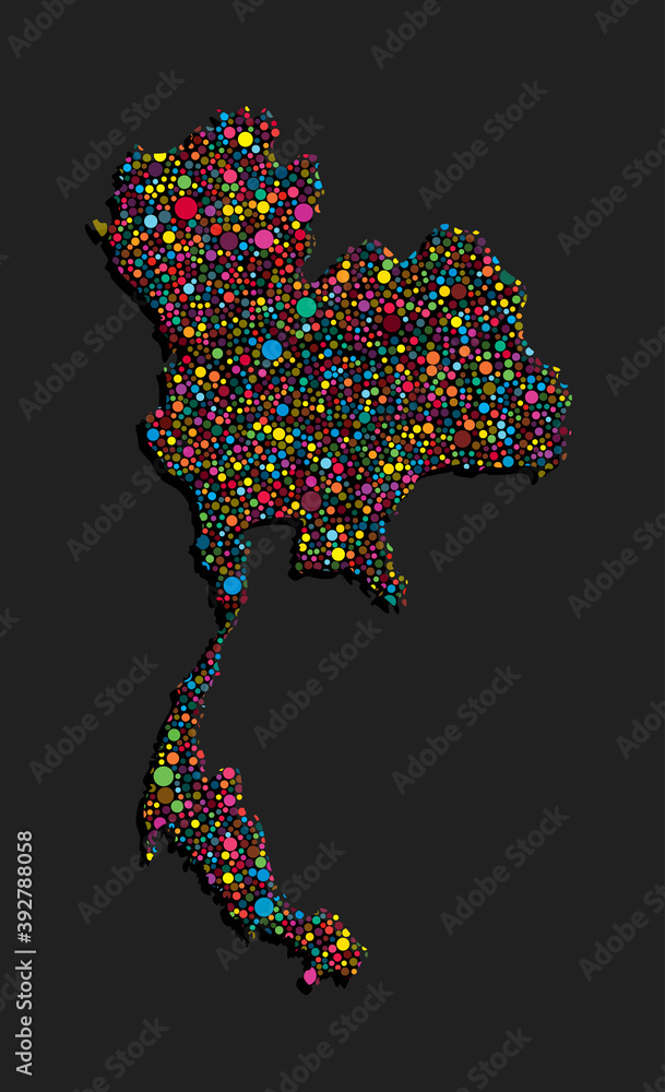 Thailand vector country map made of colorful dots