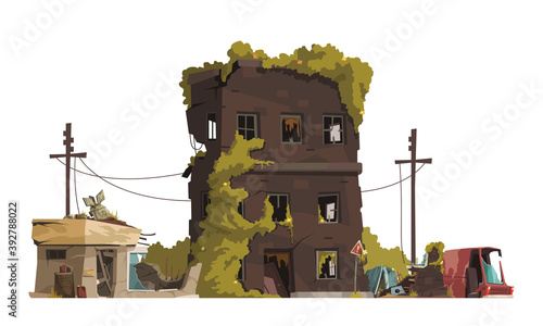 Post Apocalypse City Vector Illustration
