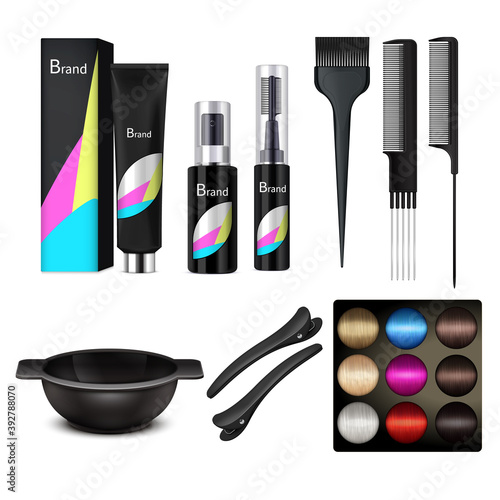 Hair Coloring Icon Set