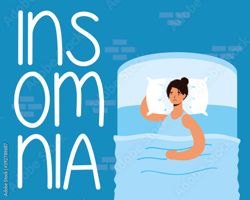woman suffering from insomnia character