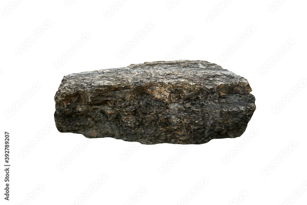 Fototapeta premium Big limestone rock isolated on a white background. stone for garden decoration