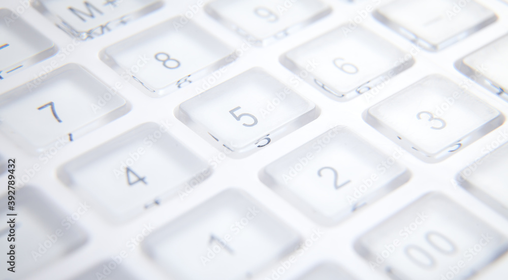 White calculator keyboard. Closeup. Business White calculator keyboard. Closeup. Business