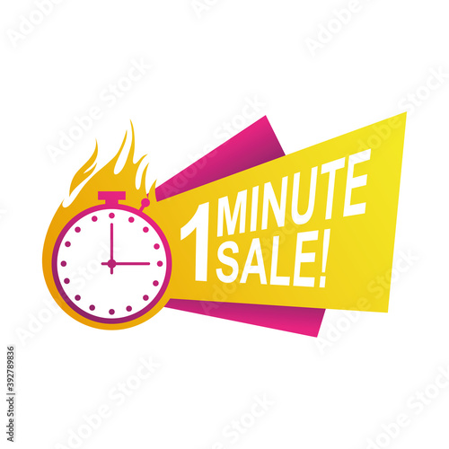 one minute sale countdown badge with chronometer