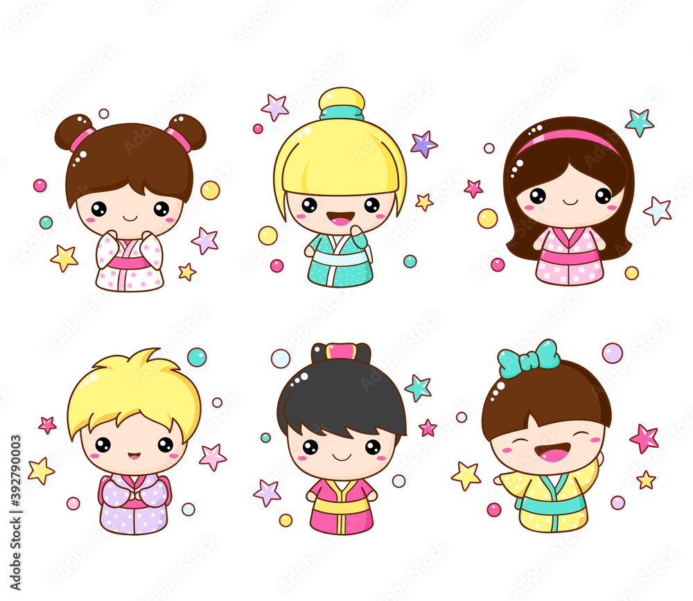 Collection of Japanese traditional toy kokeshi doll Collection of Japanese traditional toy kokeshi doll