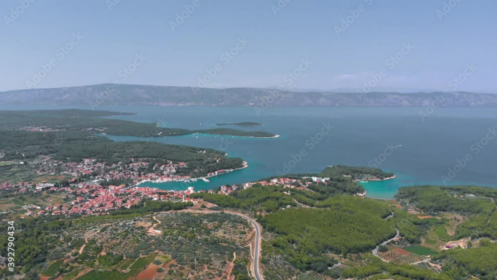 Tourist Coastal Vacation Town on Dalmatia Island in Croatia - Aerial Tourist Coastal Vacation Town on Dalmatia Island in Croatia - Aerial
