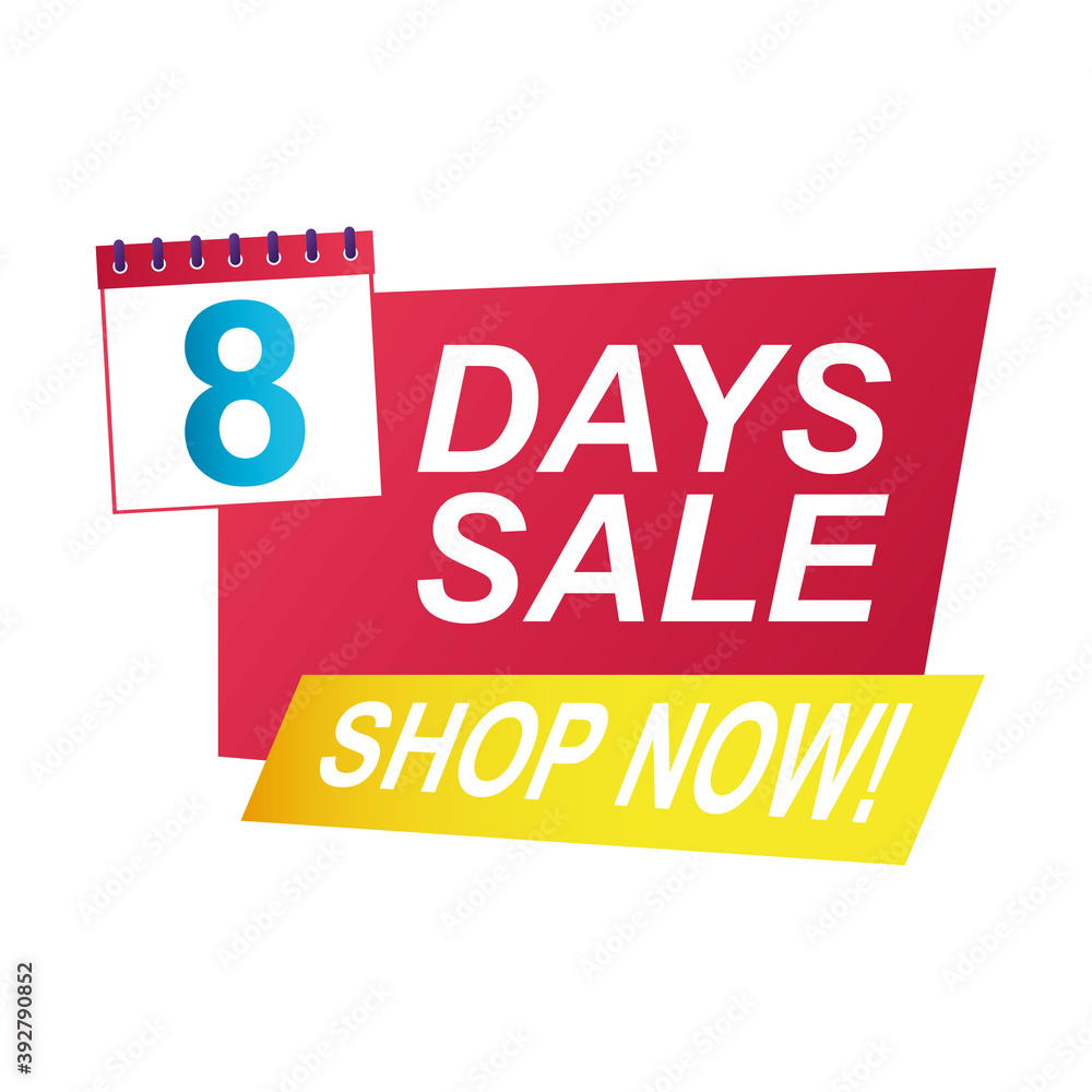 eight days sale countdown badge with calendar