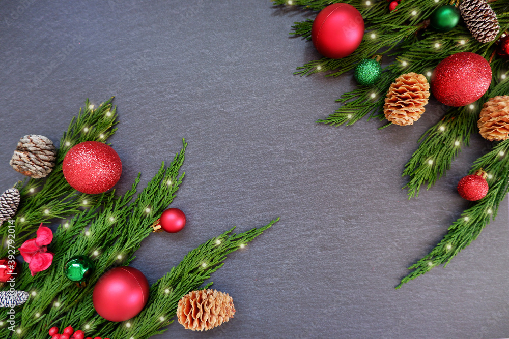 Christmas decoration with illumination on dark background. Christmas decoration with illumination on dark background.