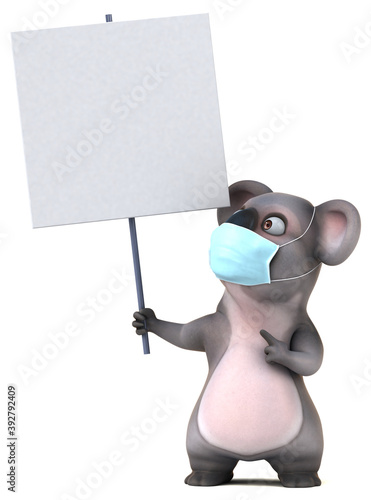 Wall Mural Fun 3D cartoon koala with a mask