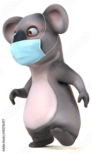 Photography Fun 3D cartoon koala with a mask