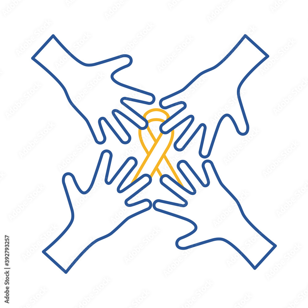 hands team with down syndrome campaign ribbon line style icon hands team with down syndrome campaign ribbon line style icon