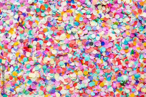 colored confetti on white background, color background