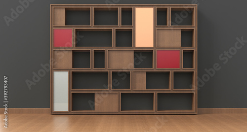 modern wooden bookcase © pdover
