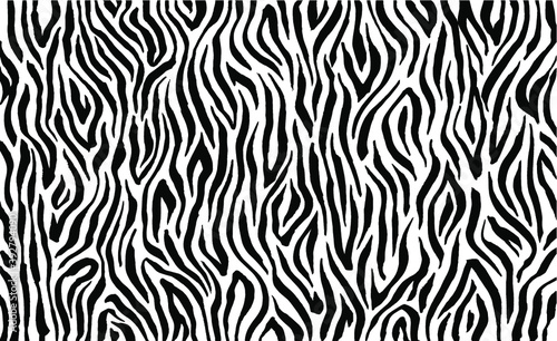 Zebra print  animal skin  tiger stripes  abstract pattern  line background. Amazing hand drawn vector illustration. Poster  banner. Black and white artwork  monochrome