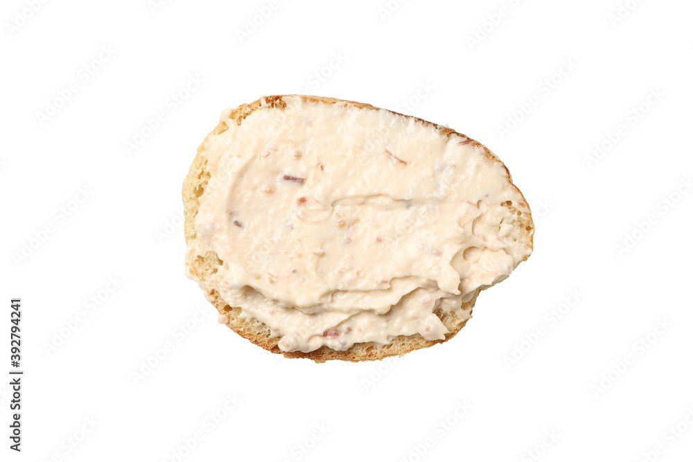 Bread with butter isolated on white background Bread with butter isolated on white background