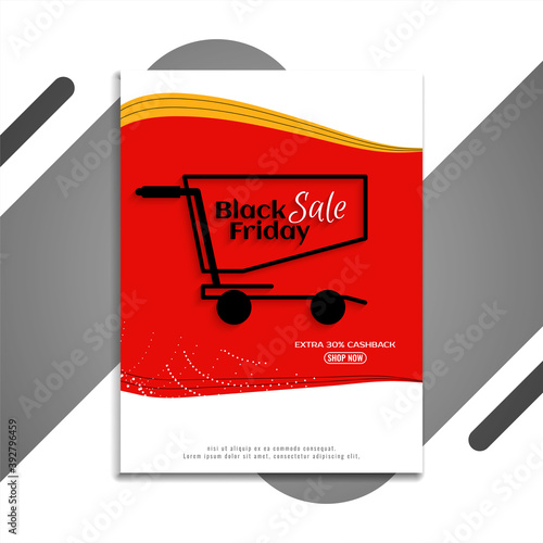 Black friday sale brochure template with shopping trolly