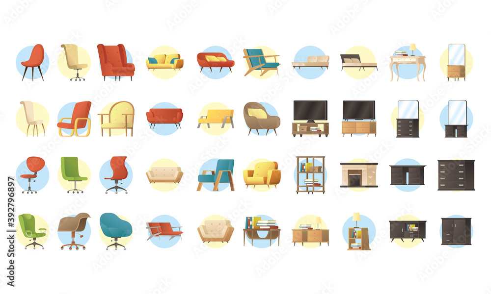 bundle of forniture house set icons