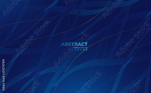 Modern 3d blue science technology abstract background with 3d ribbons and roots with shiny edges