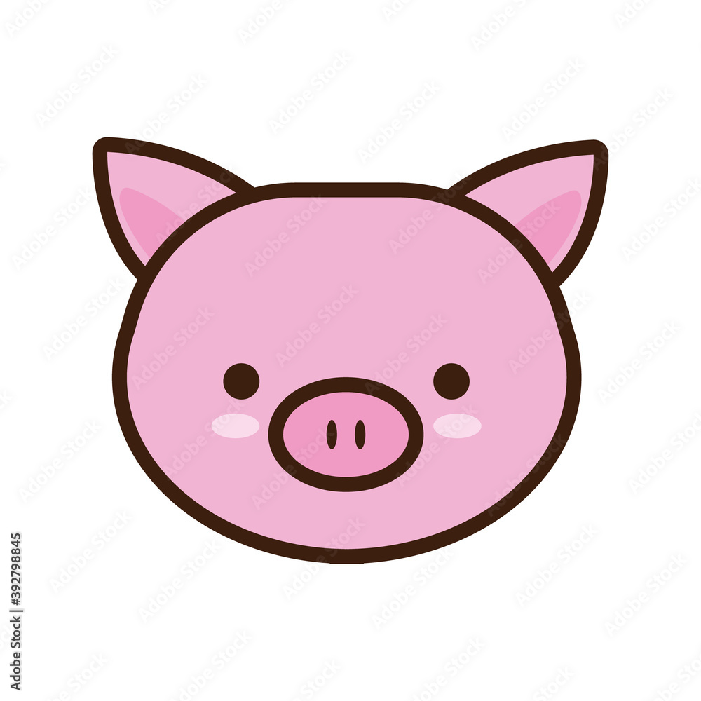 cute little pig kawaii animal line and fill style cute little pig kawaii animal line and fill style