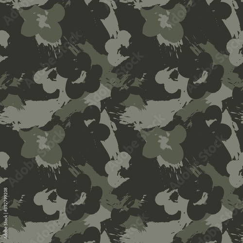 Green Floral Brush strokes Seamless Pattern Background