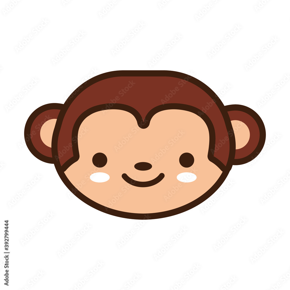 cute little monkey kawaii animal line and fill style cute little monkey kawaii animal line and fill style