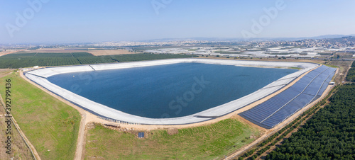 Large Water Reservoir  Aerial view.